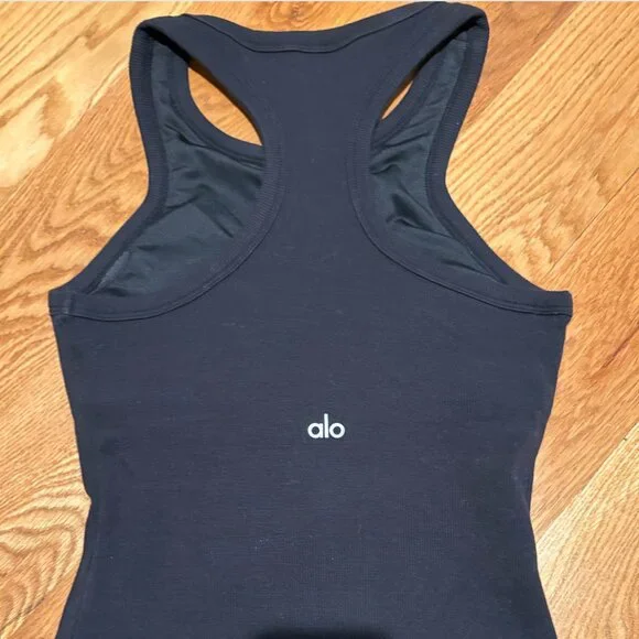 Alo Yoga Ribbed Aspire Full Length Tank - Size Small - Black - Picture 2 of 8
